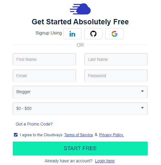 Cloudways-Signup