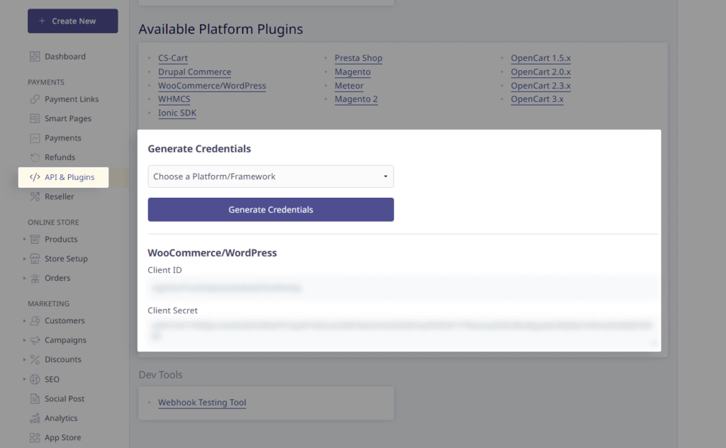 Generate Client ID & Client Secret for WordPress WooCommerce