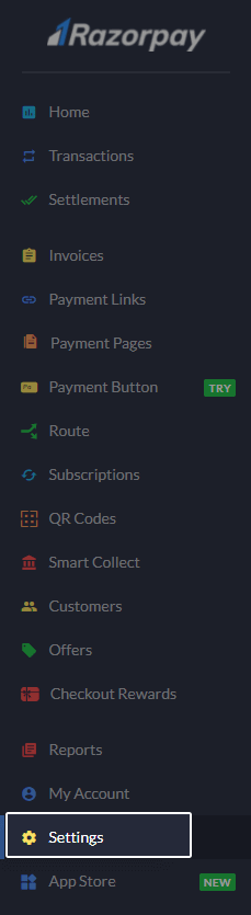 Navigate to Settings from Left Sidebar Menu