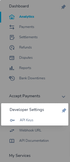 Navigate to API Keys under Developer Settings