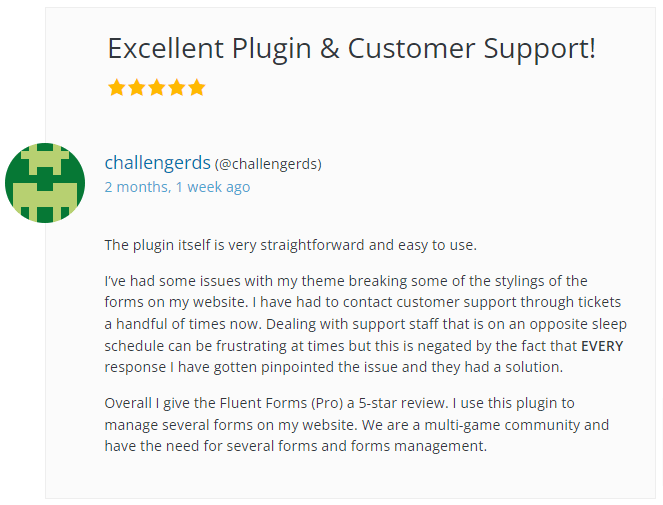 Fluent Forms Customer Reviews on WordPress 1