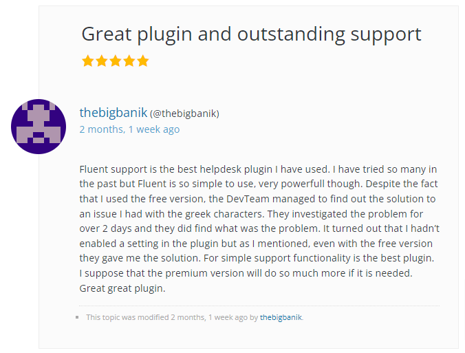 Fluent Support Customer Reviews on WordPress 2