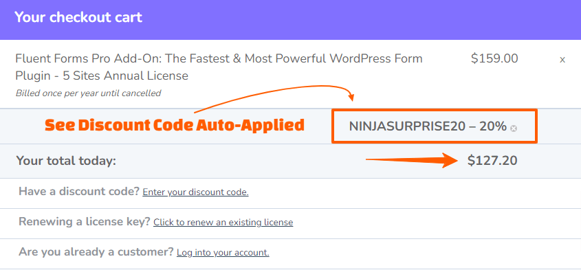 Fluent Forms Discount Auto Applied