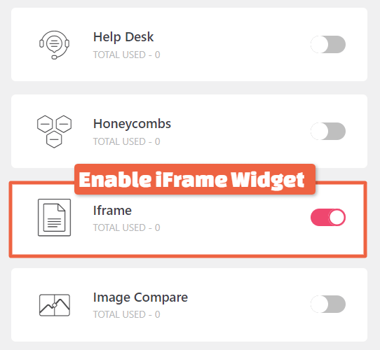 Enable the iFrame Widget in Settings