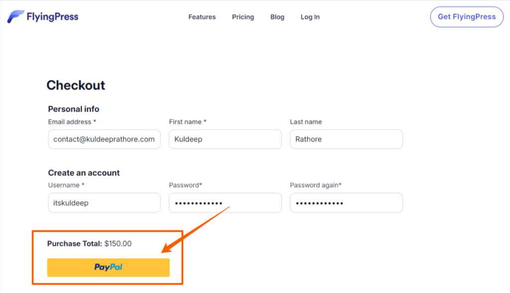 FlyingPress Checkout Process