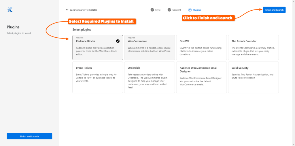 Phase 3 of Building a Site with Kadence AI Step3 Plugin Installation