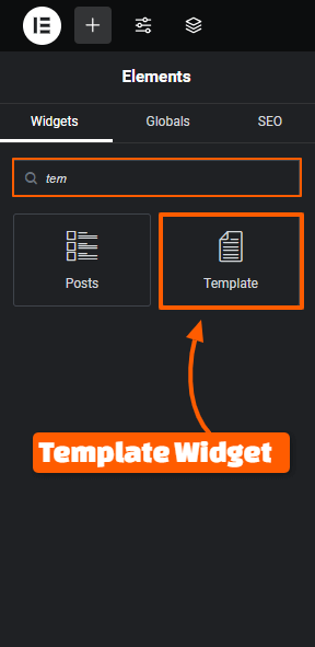 Add Template Widget to the Canvas