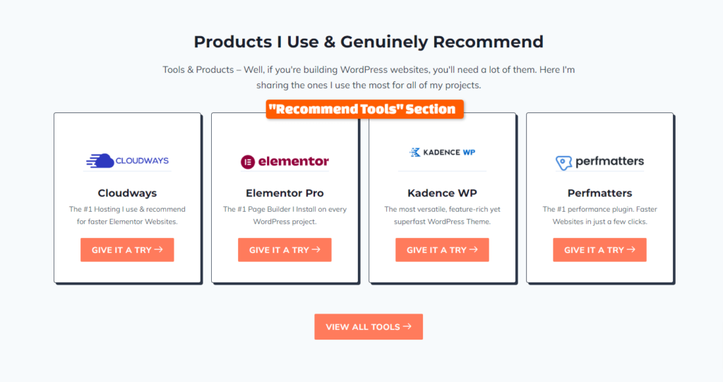 Making Recommended Tools Section as Elementor Global Section