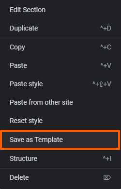 Save Section as Template