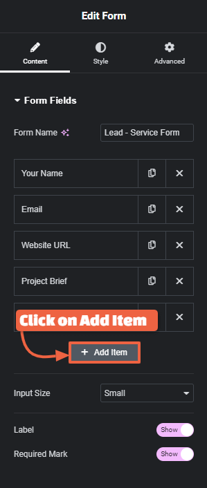 Add New Item in the Form to add reCAPTCHA