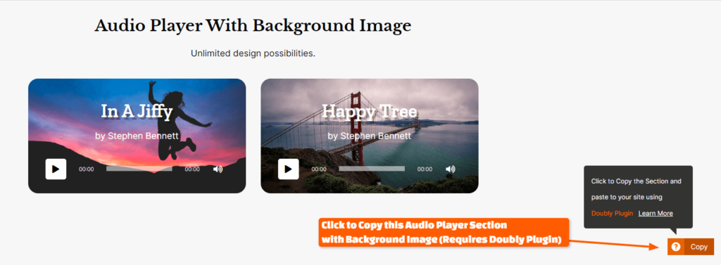 Copy and Paste the Audio Player with Background Image Section inside Elementor Editor