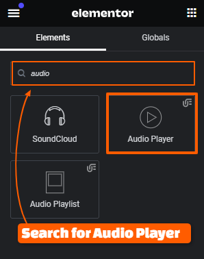 Search for Audio Player Widget