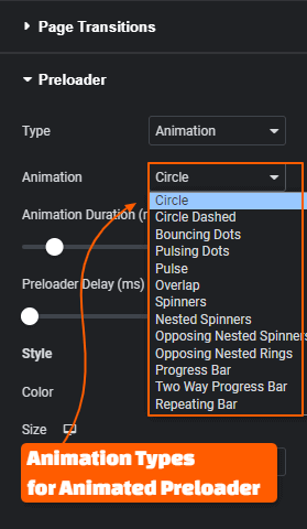 Types of Animation for Animated Preloader in Elementor