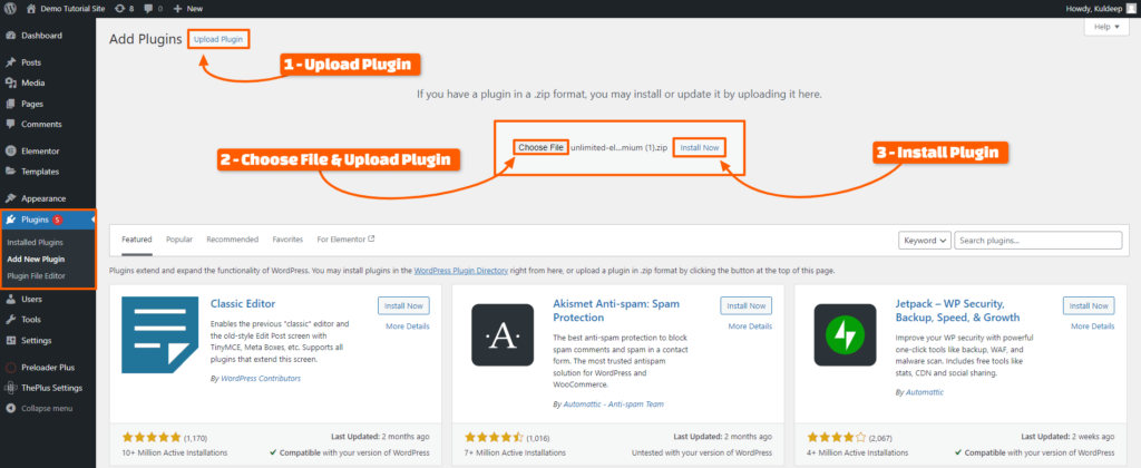 Upload and Install Unlimited Addons Plugin