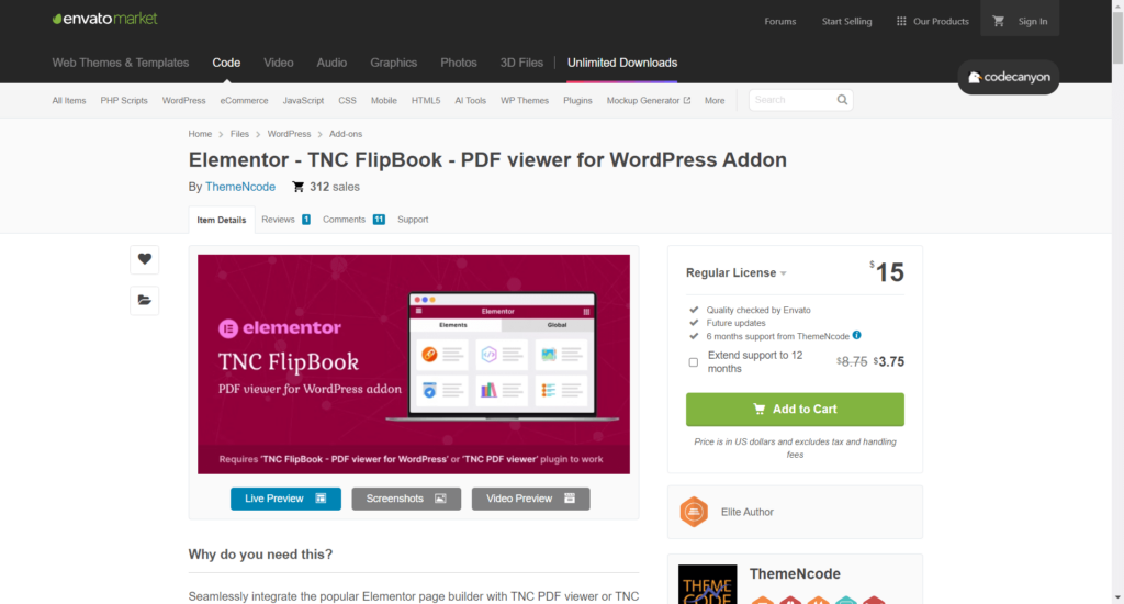 Elementor TNC Flipbook PDF Viewer for Elementor