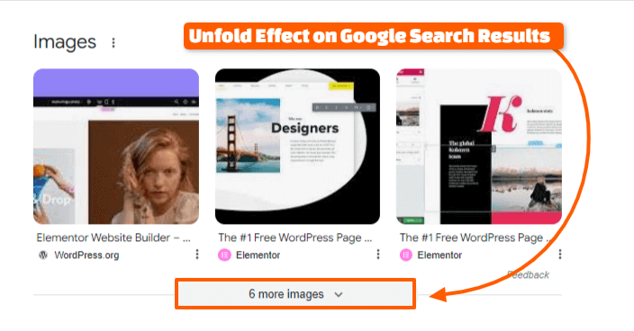 Example of Unfold effect on Google Search