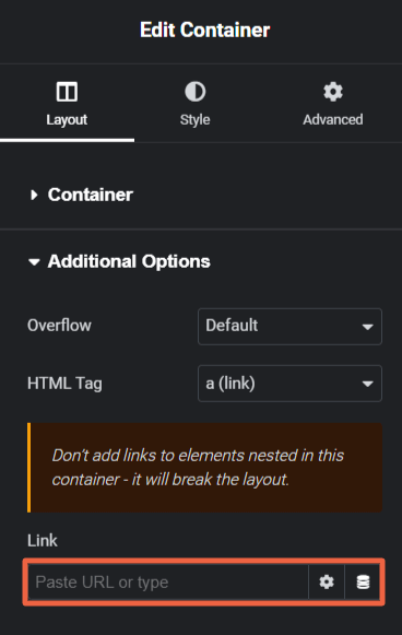 Make Entire Container Clickable by adding HTML Tag