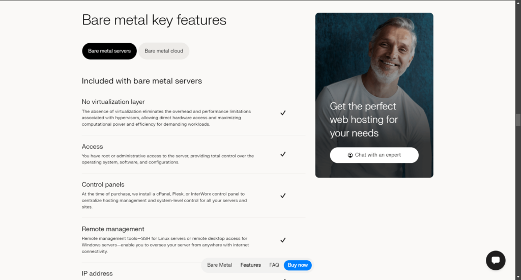 Key Features of Bare Metal Hosting