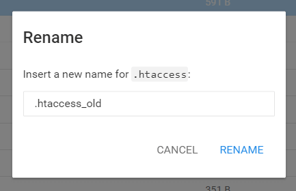 Rename htaccess file