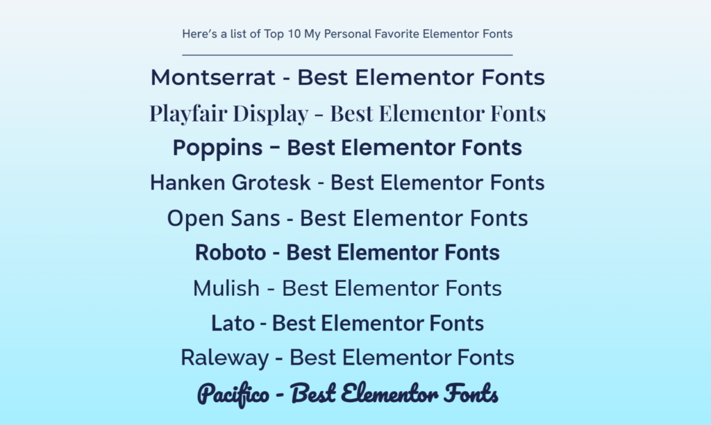 Best Elementor Fonts - My Top 10 Picks