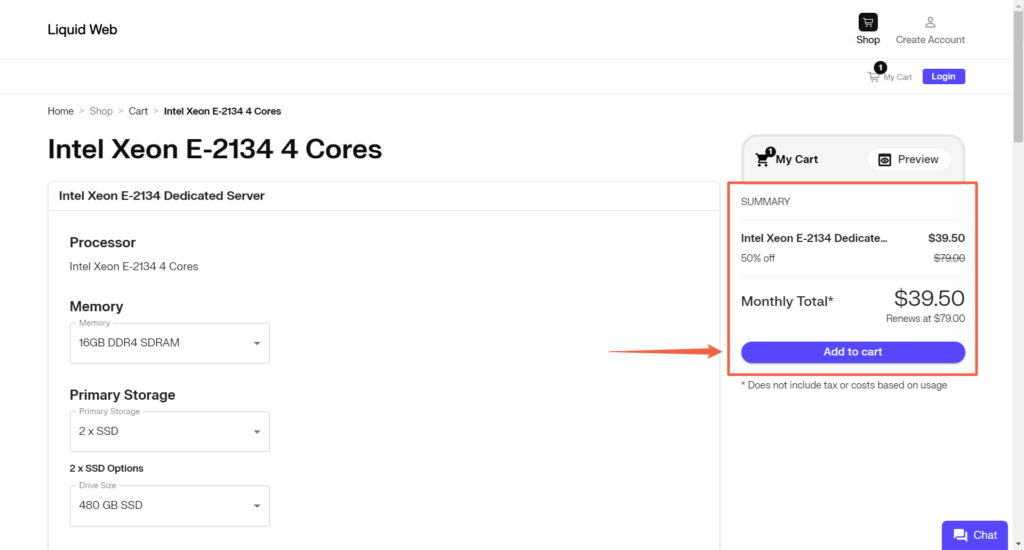 Liquid Web Hosting Cart Customization