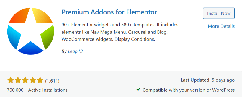 Install Premium Addons from WP Repo