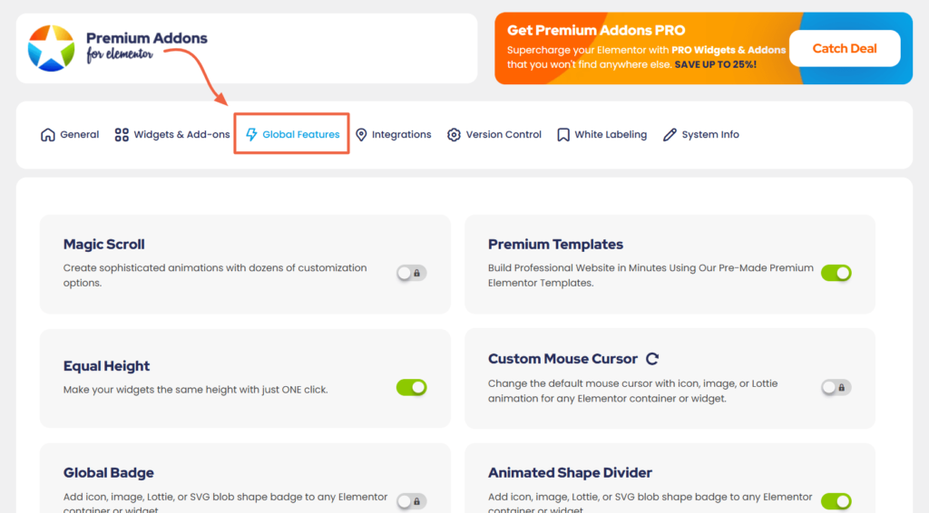 Premium Addons Global Features