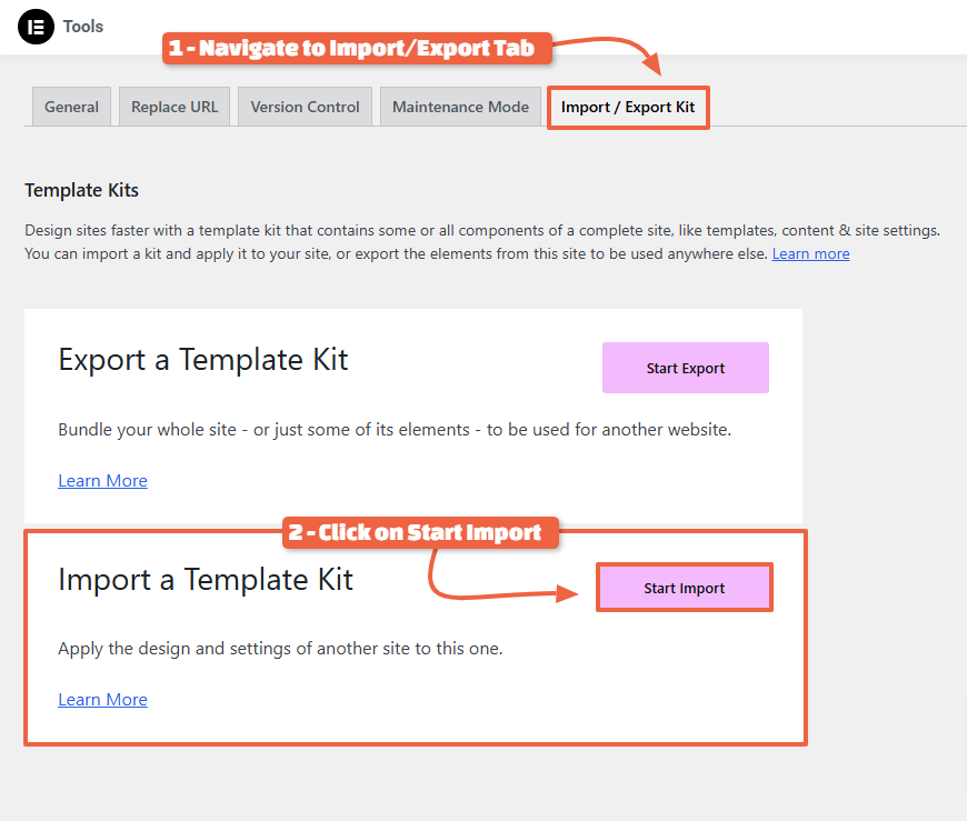 Navigate to Import Export and Click on Start Import