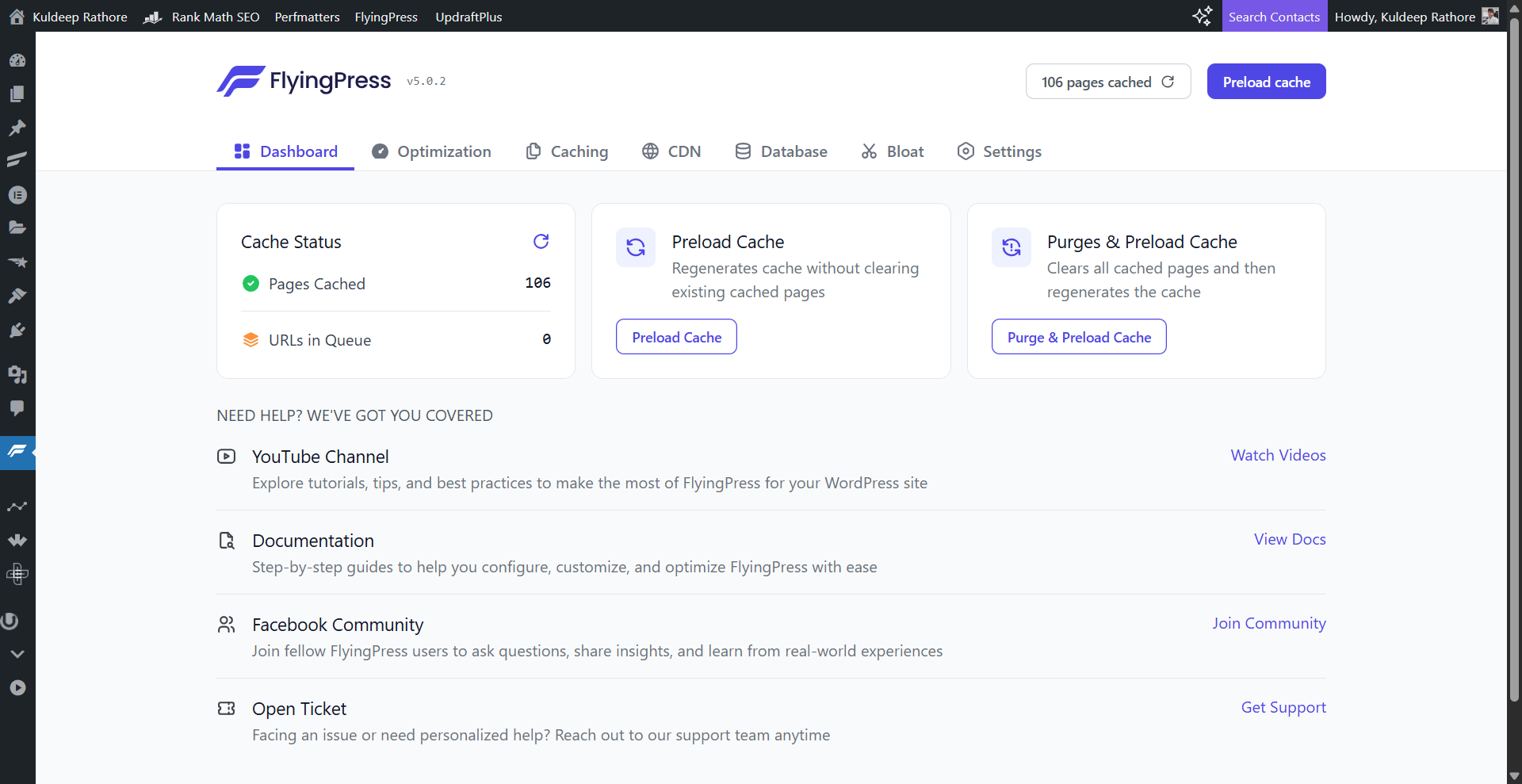 FlyingPress Settings - Dashboard Overview