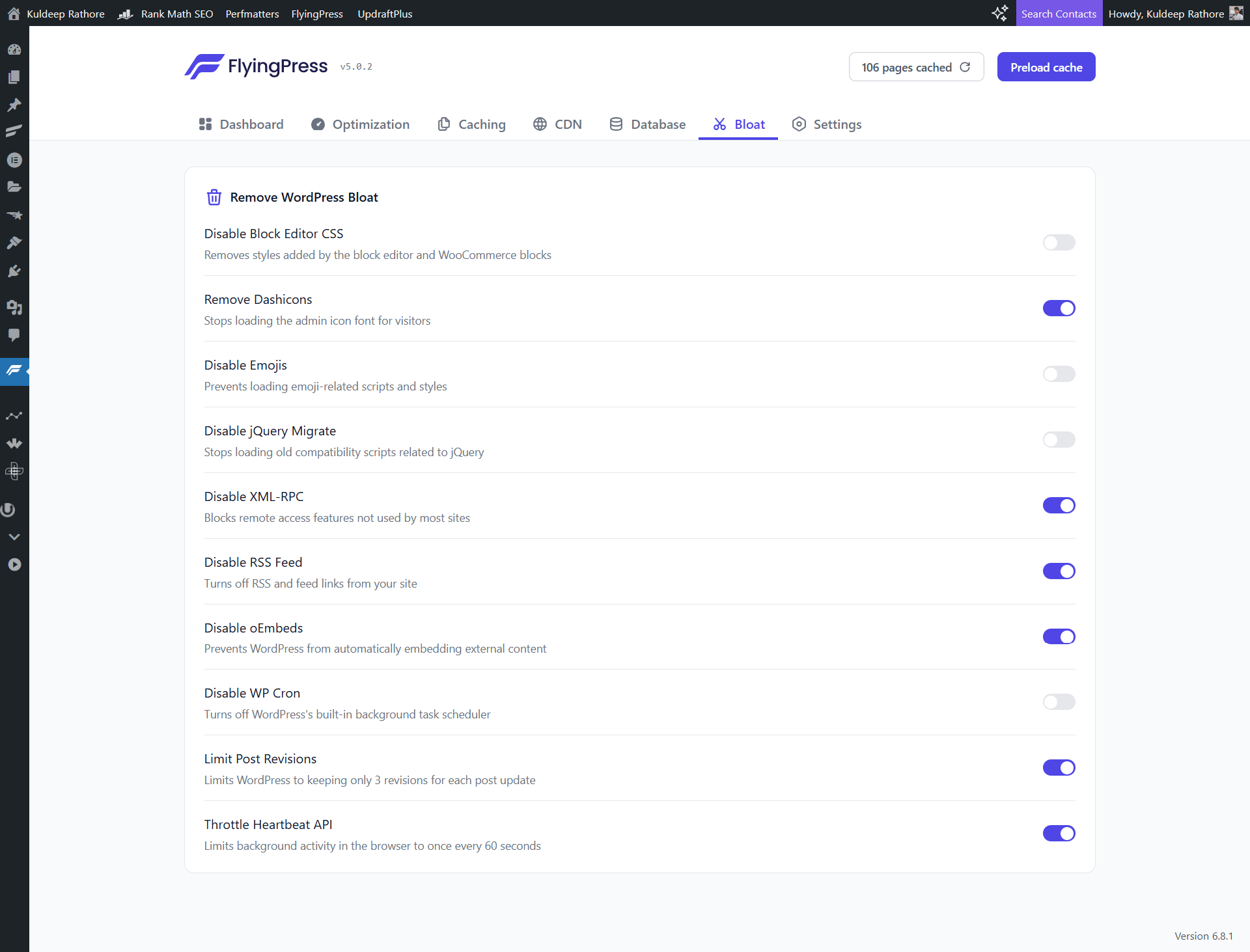 FlyingPress Settings to Remove Bloat