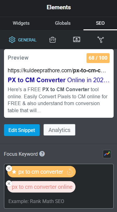 RankMath Elementor SEO Settings