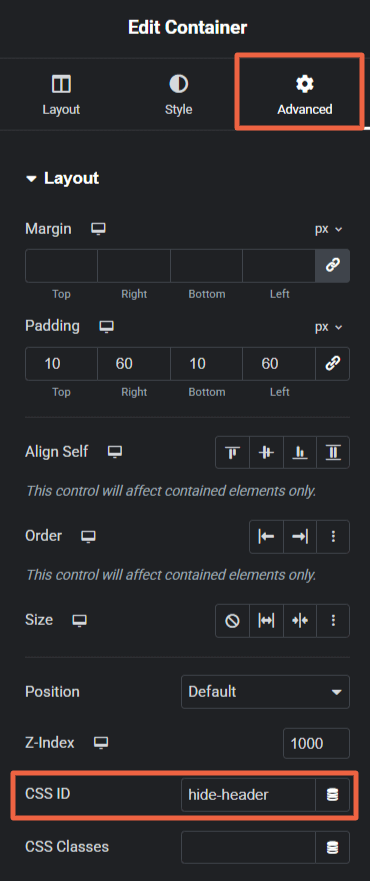 How to Hide Elementor Header on Scroll Down (Without Extra Plugins) 3 Set Custom CSS ID for Hide Header on Scroll