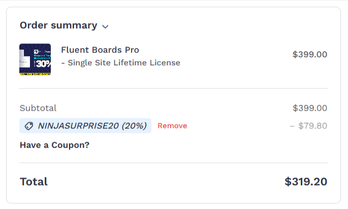 Fluent boards black friday checkout - 30 discount